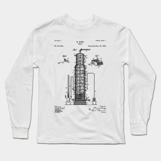 Whisky Patent - Whisky Still Art - Black And White Long Sleeve T-Shirt